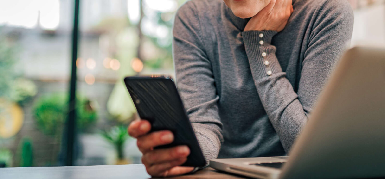 Woman holding phone